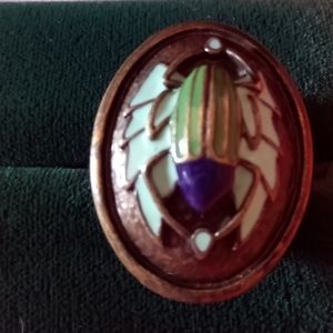Vintage Joan Rivers enameled scarab ring size 8